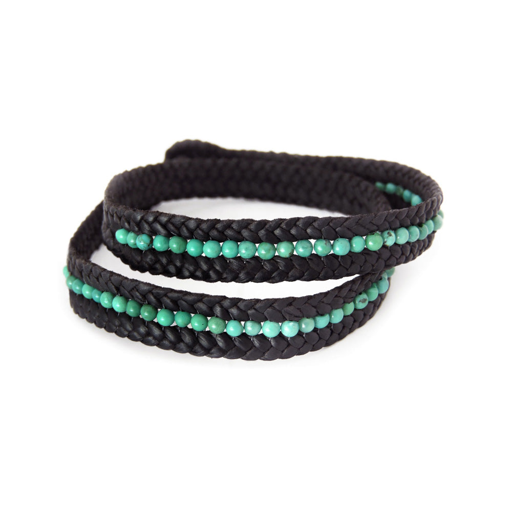 Ishi Carril Doble Turquesas Wrap Bracelet Length 13"-PolkAndTaylor-PolkandTaylor